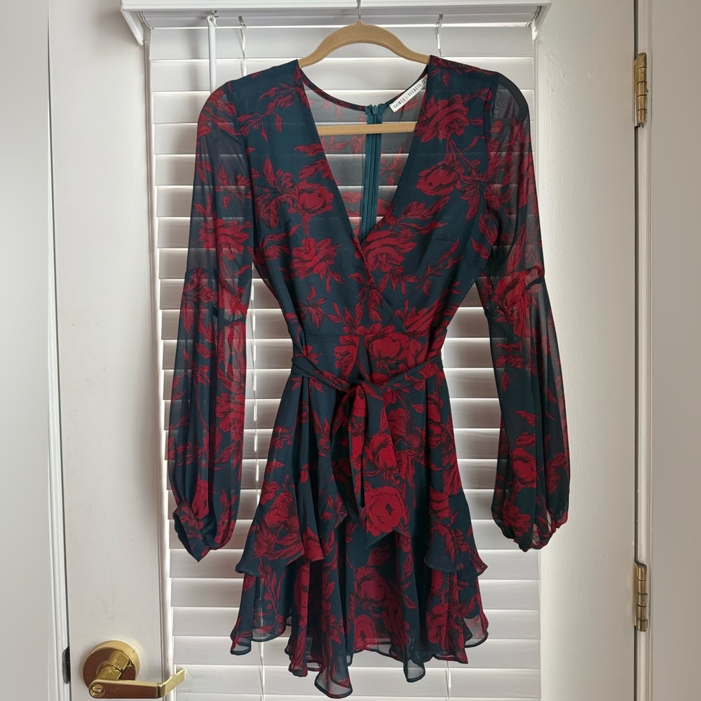 Elegant Red Floral Dress